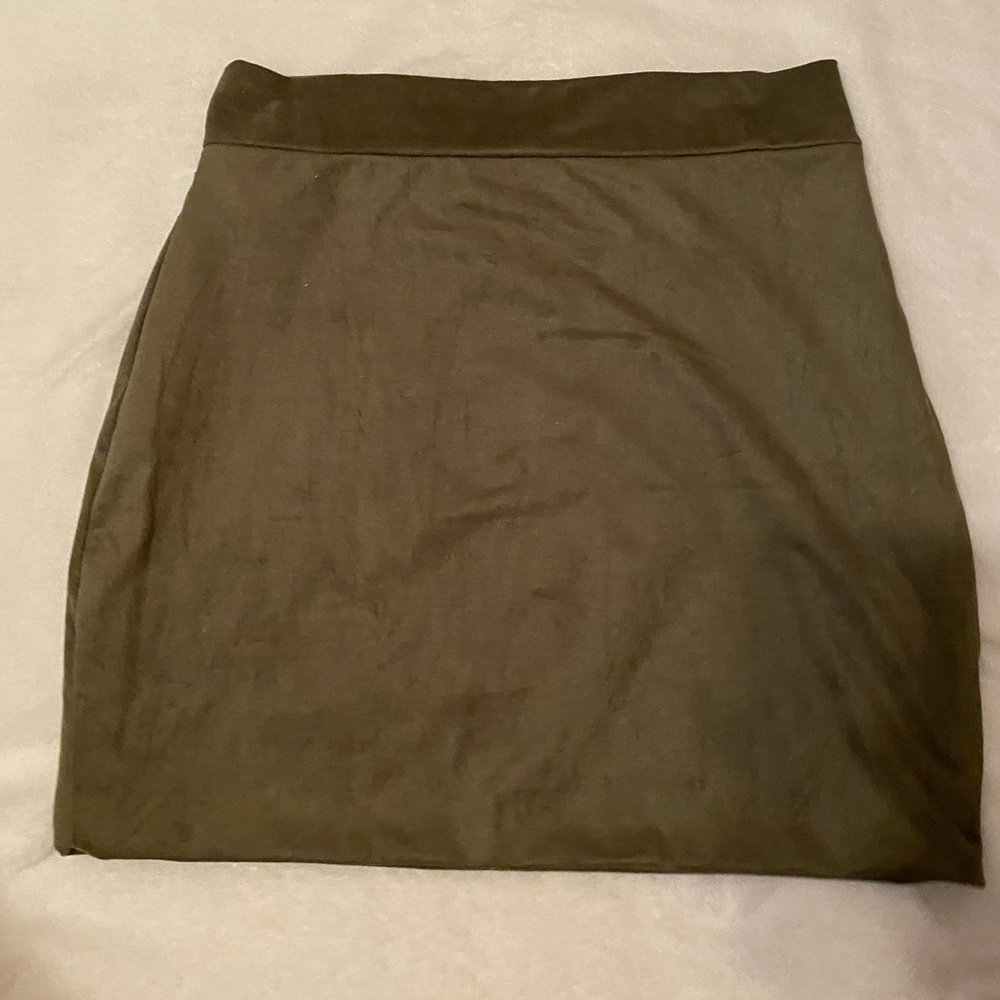 Olive green faux suede mini skirt